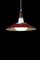 Danish Ceiling Lamp in Opal Glass with Red Shade from Voss Belysning, 1960s 2