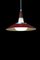 Danish Ceiling Lamp in Opal Glass with Red Shade from Voss Belysning, 1960s, Image 2