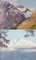 Artista sconosciuto, Paesaggi di montagna, Dipinti ad olio su cartoncino, anni '50, set di 2, Immagine 1