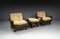 Lounge Living Room Set in Softwood & Leather, France, 1960s, Set of 7 3