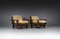 Lounge Living Room Set in Softwood & Leather, France, 1960s, Set of 7 12