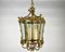 Lanterna da soffitto in bronzo dorato con pannelli in vetro, anni '30, Immagine 2