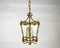 Lanterna da soffitto in bronzo dorato con pannelli in vetro, anni '30, Immagine 4