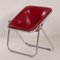 Plona Chair in Red Leather by Giancarlo Piretti for Castelli, 1970s 4