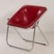 Plona Chair in Red Leather by Giancarlo Piretti for Castelli, 1970s, Image 4