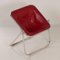 Plona Chair in Red Leather by Giancarlo Piretti for Castelli, 1970s, Image 3