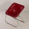 Plona Chair in Red Leather by Giancarlo Piretti for Castelli, 1970s 5