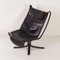 Falcon Chair in Black Leather by Sigurd Russel for Vatne Mobler, 1980s, Image 4