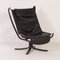 Chaise Falcon en Cuir Noir par Sigurd Russel pour Vatne Mobler, 1980s 9