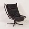 Falcon Chair in Black Leather by Sigurd Russel for Vatne Mobler, 1980s, Image 9