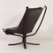 Falcon Chair in Black Leather by Sigurd Russel for Vatne Mobler, 1980s, Image 7