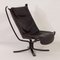 Falcon Chair in Black Leather by Sigurd Russel for Vatne Mobler, 1980s, Image 8