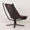 Falcon Chair in Black Leather by Sigurd Russel for Vatne Mobler, 1980s, Image 6