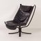 Falcon Chair in Black Leather by Sigurd Russel for Vatne Mobler, 1980s, Image 1
