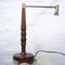 Lámpara de escritorio vintage de madera con brazo de latón, años 80, Imagen 3