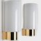 German Wall Lights in White Opaque Glass and Brass from Limburg, 1970s, Set of 2 3