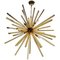 Lámpara de araña Sputnik grande estilo Venini de latón y cristal de Murano ámbar, década de 2000, Imagen 1