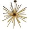 Large Venini Style Sputnik Chandelier in Brass and Amber Murano Glass, 2000s 1