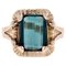 French Tourmaline Indigolite Ring in 18 Karat Rose Gold, 1960s 1