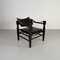 French Safari Chair in Teak and Brown Leather, 1930s, Image 1