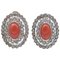 Rose Gold and Silver Earrings with Coral and Diamonds, 1950s 1