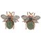 Fliegenförmige Ohrringe aus Roségold & Silber mit Smaragden und Saphiren, 1950er 1