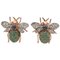 Rose Gold and Silver Fly Shape Earrings with Emeralds and Sapphires, 1950s 1