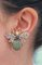 Fliegenförmige Ohrringe aus Roségold & Silber mit Smaragden und Saphiren, 1950er 5