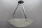 Art Deco French Chromed Brass and Frosted Glass Pendant Light by Noverdy, 1930s 9