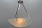 Art Deco French Chromed Brass and Frosted Glass Pendant Light by Noverdy, 1930s 7