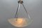 Art Deco French Chromed Brass and Frosted Glass Pendant Light by Noverdy, 1930s, Image 7