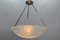 Art Deco French Chromed Brass and Frosted Glass Pendant Light by Noverdy, 1930s, Image 6