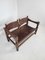 Spanish Brutalist Safari Bench in Brown Leather, Image 2