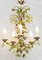 Mid-Century Toleware Chandelier with Porcelaine Flowers, France, 1950s 4
