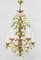 Mid-Century Toleware Chandelier with Porcelaine Flowers, France, 1950s, Image 8