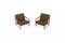 Danish Easy Chairs in Teak and Khaki Green, 1960s, Set of 2 1