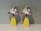 Table Lamps in Yellow Ceramic with Colored Lampshade, Netherlands, 1980s, Set of 2, Image 1
