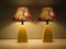 Tischlampen aus Gelber Keramik mit Farbigem Lampenschirm, Niederlande, 1980er, 2er Set 4