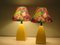 Table Lamps in Yellow Ceramic with Colored Lampshade, Netherlands, 1980s, Set of 2 3
