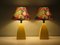 Tischlampen aus Gelber Keramik mit Farbigem Lampenschirm, Niederlande, 1980er, 2er Set 2