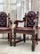 Chesterfield Armchairs in Walnut and Leather, 1950s, Set of 2 2