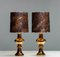 Brutalist Golden Art Glass Table Lamps by Gustav Leek for Luxus, 1960s, Set of 2 1