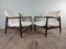 Set of Mid-Century Armchairs in Darkened Beech and Bouclé White by Edmund Homa, Polish, 1960s 3