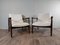 Set of Mid-Century Armchairs in Darkened Beech and Bouclé White by Edmund Homa, Polish, 1960s 1