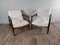 Mid-Century Armchairs in Darkened Beech and Bouclé White by Edmund Homa, Polish, 1960s, Set of 2 2