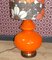 Flower Power Stehlampe mit orange beleuchtetem Glasfuß, 1970er 6