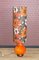 Lámpara de pie Flower Power con base de vidrio iluminado en naranja, años 70, Imagen 2