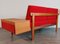 Sofá cama noruego Mid-Century modelo Svanette de madera de teca y tela roja de Ingmar Relling para Ekornes, años 60, Imagen 6