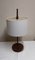 Vintage German 2-Flame Table Lamp with Teak Frame and White Fabric Shade from Temde, 1960s 3