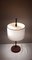Lámpara de mesa alemana vintage de dos llamas con marco de teca y pantalla de tela blanca de Temde, años 60, Imagen 8